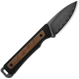 Kizer Cutlery Whiskey Jack Black G10 & Mkuruti Wood Damascus Fixed Blade Knife 1108A2