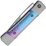 Kizer Cutlery Little Grand Slip Joint LTE Aluminum & Crystallized Titanium Folding Damascus Knife 2670A4