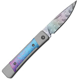 Kizer Cutlery Little Grand Slip Joint LTE Aluminum & Crystallized Titanium Folding Damascus Knife 2670A4