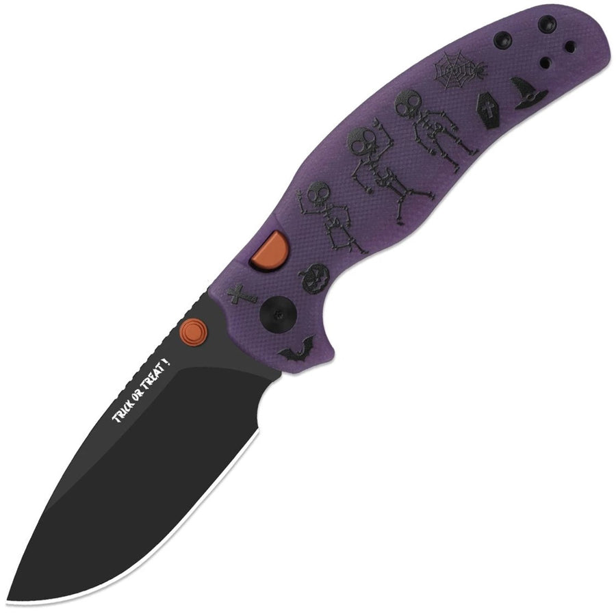 Kizer Cutlery Halloween LTE Sheepdog C01C 2.9BD Button Lock Purple Glow In The Dark G10 Folding Elmax Knife 348829BDHW1