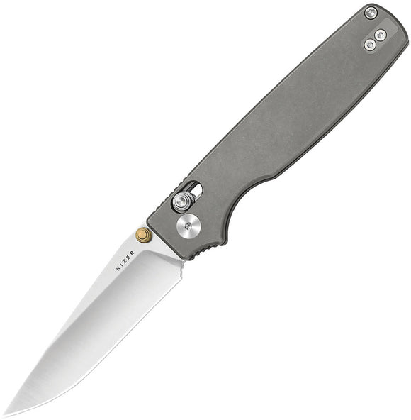 Kizer Cutlery Original 2 Clutch Lock Gray Titanium Folding S45VN Drop Pt Knife 36052MA
