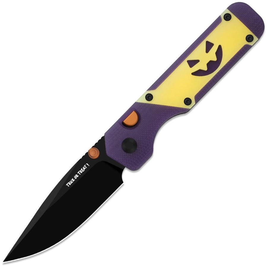 Kizer Cutlery Halloween LTE Militaw 3.1 Button Lock Purple G10 & Acrylic Glow In The Dark Folding M390 Knife 363431BDHW1