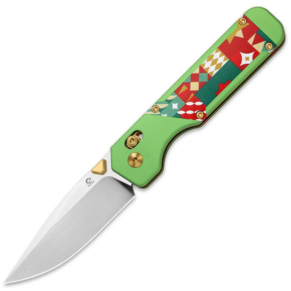 Kizer Cutlery Christmas LTE Militaw Clutch Lock Green Aluminum & Gift Wrap G10 Folding S45VN Knife 3634MC1
