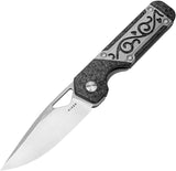 Kizer Cutlery Mini Militaw Framelock Gray Titanium & Carbon Fiber Folding S45VN Knife 3634SA4