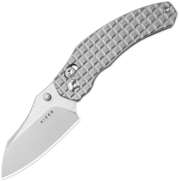 Kizer Cutlery Mini Bulldog Clutch Lock Gray Frag Titanium Folding S45VN Knife 3672SA2