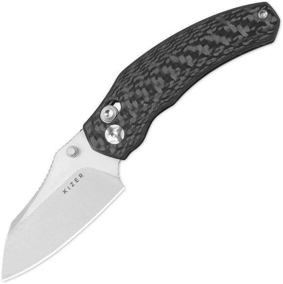 Kizer Cutlery Mini Bulldog Clutch Lock Carbon Fiber Folding S45VN Knife 3672SA3