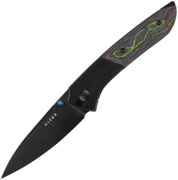 Kizer Cutlery Spitfire Framelock Titanium & 80s Camo Carbon Fiber Folding S35VN Knife 3690A2