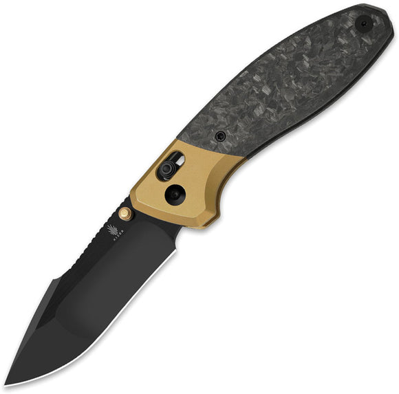 Kizer Cutlery Staffi Clutch Lock Gold Titanium & Carbon Fiber Folding S45VN Pocket Knife 3695A1