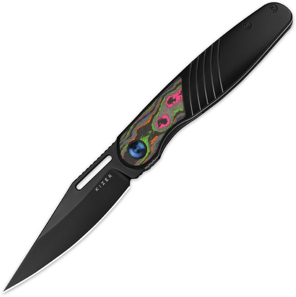 Kizer Cutlery Raze Framelock Titanium & 80s Camo Carbon Fiber Folding S45VN Knife 3720A1