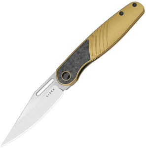 Kizer Cutlery Raze Framelock Gold Titanium & Carbon Fiber Folding S45VN Knife 3720A3