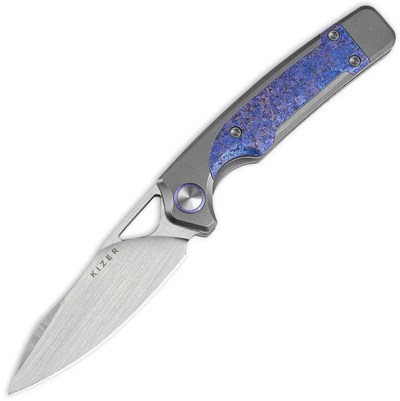 Kizer Cutlery Ara Linerlock Gray & Purple Snowflake Titanium Folding Nitro-V Knife 3729A3