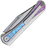 Kizer Cutlery Melody Slip Joint Gray & Crystallized Titanium Folding Rainbow Damascus Knife 3732A1