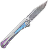 Kizer Cutlery Melody Slip Joint Gray & Crystallized Titanium Folding Rainbow Damascus Knife 3732A1