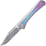 Kizer Cutlery Melody Slip Joint Gray & Crystallized Titanium Folding Rainbow Damascus Knife 3732A1