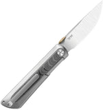 Kizer Cutlery Quoll Framelock Gray Titanium & Damascus Folding S45VN Knife 3733A1
