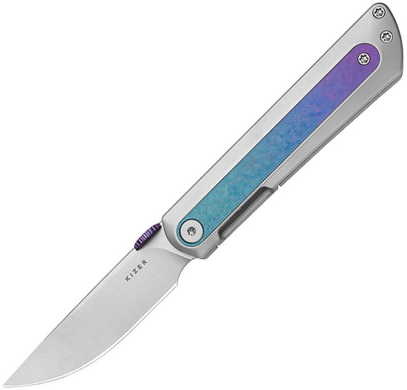 Kizer Cutlery Quoll Framelock Gray & Crystallized Titanium Folding S45VN Knife 3733A2