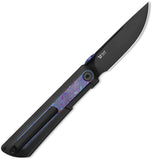 Kizer Cutlery Quoll Framelock Black Titanium & Timascus Folding S45VN Knife 3733A3