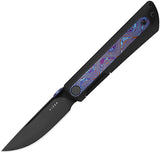 Kizer Cutlery Quoll Framelock Black Titanium & Timascus Folding S45VN Knife 3733A3