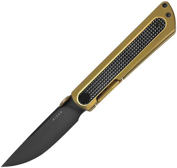 Kizer Cutlery Quoll Framelock Gold Titanium & Zirconium Folding S45VN Knife 3733A4