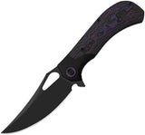 Kizer Cutlery Cyclone Bolster Lock Black Titanium & Purple Carbon Fiber Folding S35VN Knife 3734A1