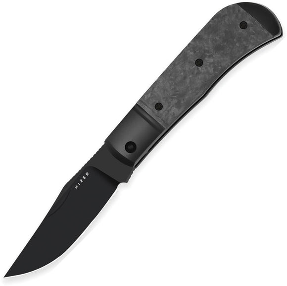 Kizer Cutlery Trestle Slip Joint Black Titanium & Carbon Fiber Folding S45VN Knife 3761A1