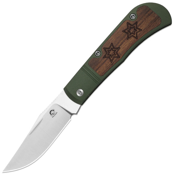 Kizer Cutlery Christmas LTE Trestle Slip Joint Green Aluminum & Mkuruti Wood Folding S45VN Knife 3761MC1