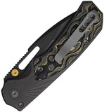 Kizer Cutlery Durandal Button Lock Dark Gray Aluminum & Gold Carbon Fiber Folding S35VN Knife 3765BD2
