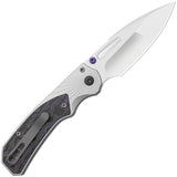 Kizer Cutlery Durandal Button Lock Gray Aluminum & Purple Haze Carbon Fiber Folding S35VN Knife 3765BD3