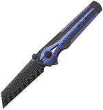 Kizer Cutlery Staff Framelock Dark Gray & Crystallized Titanium Folding Damascus Knife 3795A1