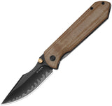 Kizer Cutlery Harpoon Fold Framelock Brown Micarta & Gray Titanium Folding 3-Layer Knife 4784A4