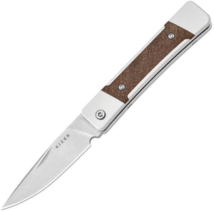 Kizer Cutlery Little Grand Slip Joint Silver Aluminum & Mkuruti Wood Folding Nitro-V Knife V2670A1