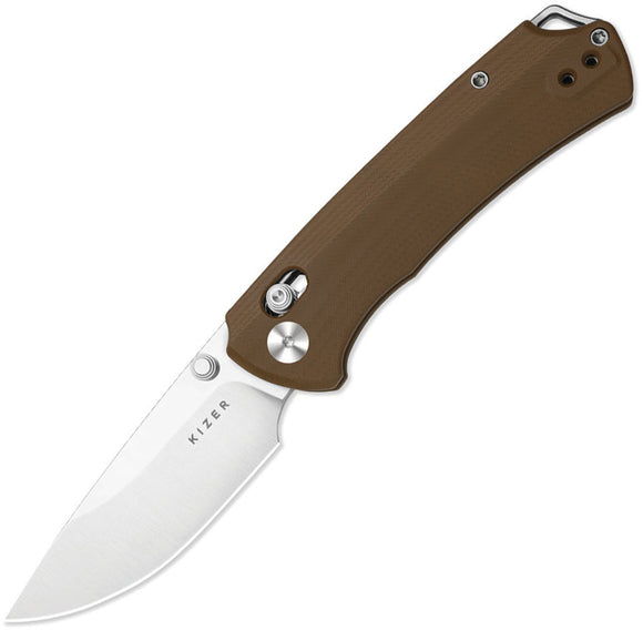 Kizer Cutlery T1 BD Clutch Lock Brown G10 Folding Nitro-V Pocket Knife V34902CA2