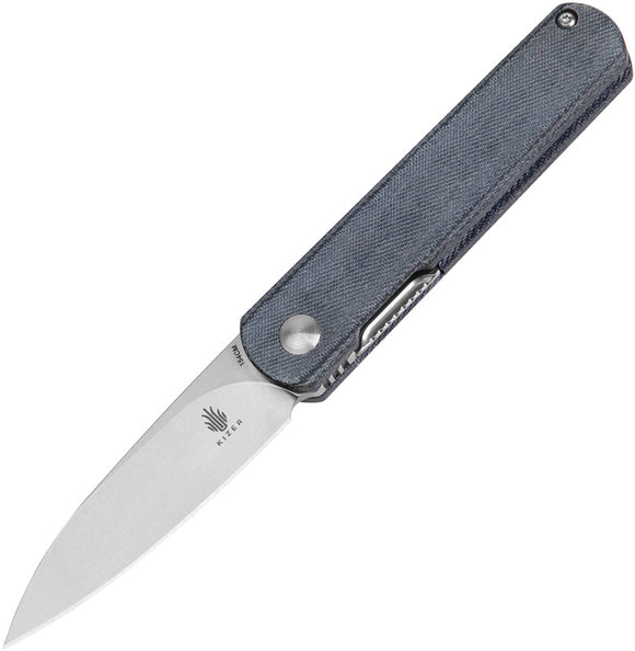 Kizer Cutlery Feist Linerlock Blue Demin Micarta Folding 154CM Pocket Knife V3499C4
