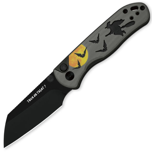 Kizer Cutlery Halloween LTE Drop Bear 2 Button Lock Flying Witch Gray G10 Folding Nitro-V Knife 36192CSHW1