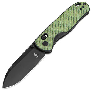 Kizer Cutlery Drop Bear Clutch Lock Green G10 & Carbon Fiber Folding Nitro-V Pocket Knife V3619A4