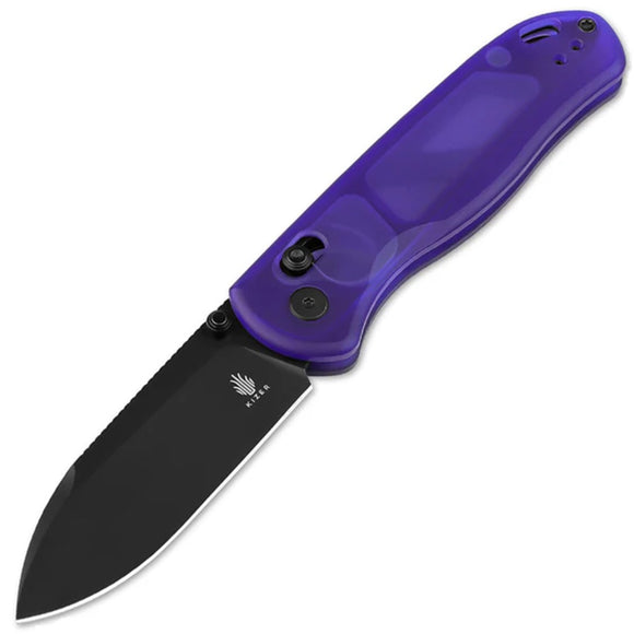 Kizer Cutlery Drop Bear Clutch Lock Blue Translucent PC Folding Nitro-V Pocket Knife V3619A5