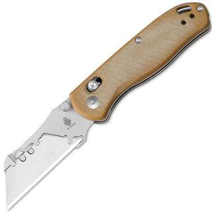 Kizer Cutlery Drop Bear Utility Clutch Lock Brown Micarta Folding Pocket Knife V3619JA7