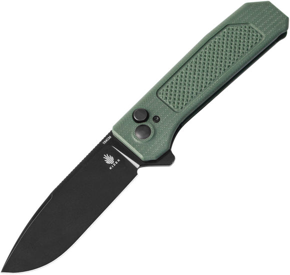 Kizer Cutlery Brat Button Lock Green G10 Folding 154CM Drop Pt Pocket Knife V3630C2