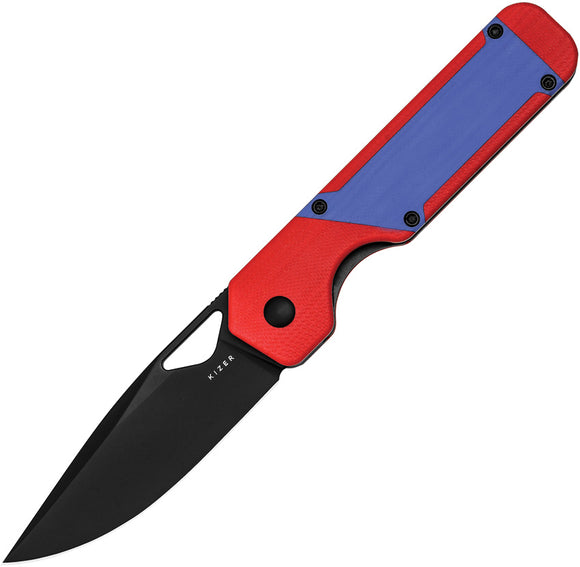 Kizer Cutlery Militaw Linerlock Red & Blue G10 Folding Nitro-V Knife V3634A2