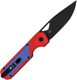 Kizer Cutlery Militaw Linerlock Red & Blue G10 Folding Nitro-V Knife V3634A2