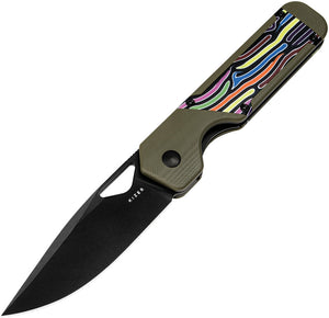 Kizer Cutlery Militaw Linerlock Green & Multi-Colored G10 Folding Nitro-V Knife V3634A3