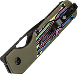 Kizer Cutlery Militaw Linerlock Green & Multi-Colored G10 Folding Nitro-V Knife V3634A3