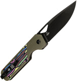 Kizer Cutlery Militaw Linerlock Green & Multi-Colored G10 Folding Nitro-V Knife V3634A3