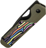 Kizer Cutlery Militaw Linerlock Green & Multi-Colored G10 Folding Nitro-V Knife V3634A3