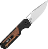 Kizer Cutlery Militaw Linerlock Black G10 & Mkuruti Wood Folding 154CM Knife V3634C2