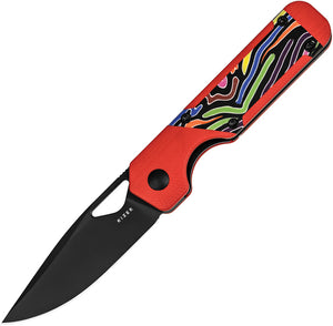 Kizer Cutlery Mini Militaw Linerlock Red & Multi-Colored G10 Folding Nitro-V Knife V3634SA2