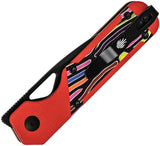 Kizer Cutlery Mini Militaw Linerlock Red & Multi-Colored G10 Folding Nitro-V Knife V3634SA2