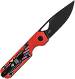 Kizer Cutlery Mini Militaw Linerlock Red & Multi-Colored G10 Folding Nitro-V Knife V3634SA2