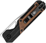 Kizer Cutlery Mini Militaw Linerlock Black G10 & Mkuruti Wood Folding Nitro-V Knife V3634SA4