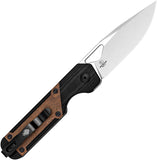 Kizer Cutlery Mini Militaw Linerlock Black G10 & Mkuruti Wood Folding Nitro-V Knife V3634SA4